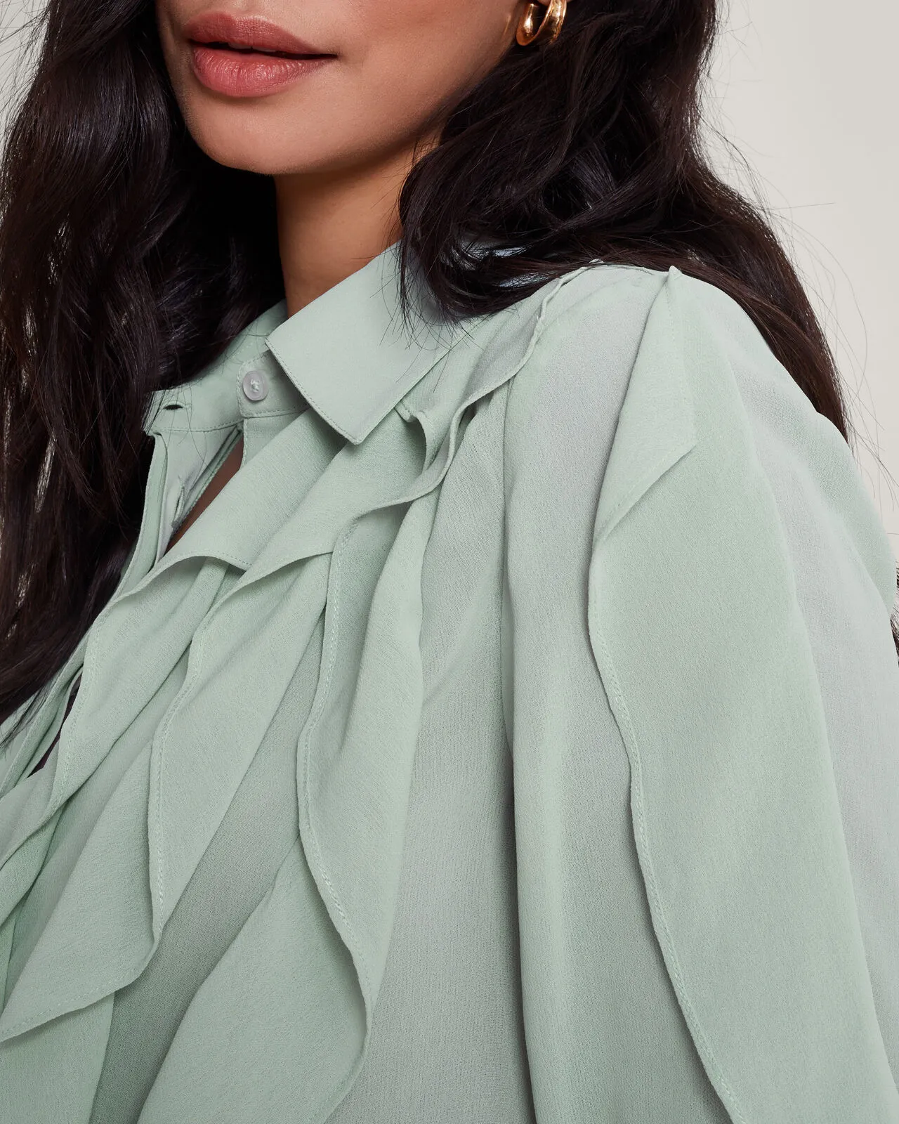 Aria Ruffle Blouse Green
