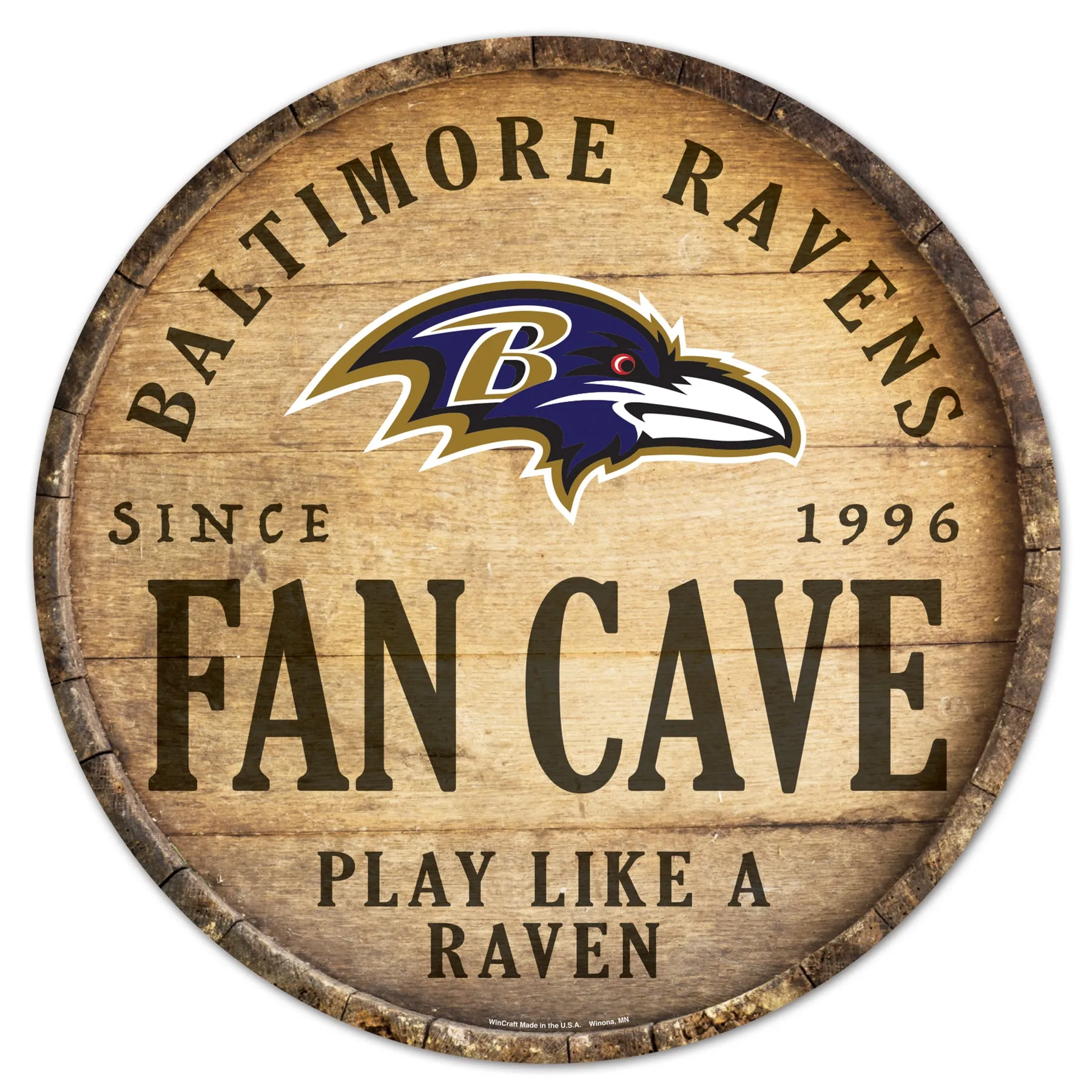 Baltimore Ravens 14 Fan Cave Barrel Sign