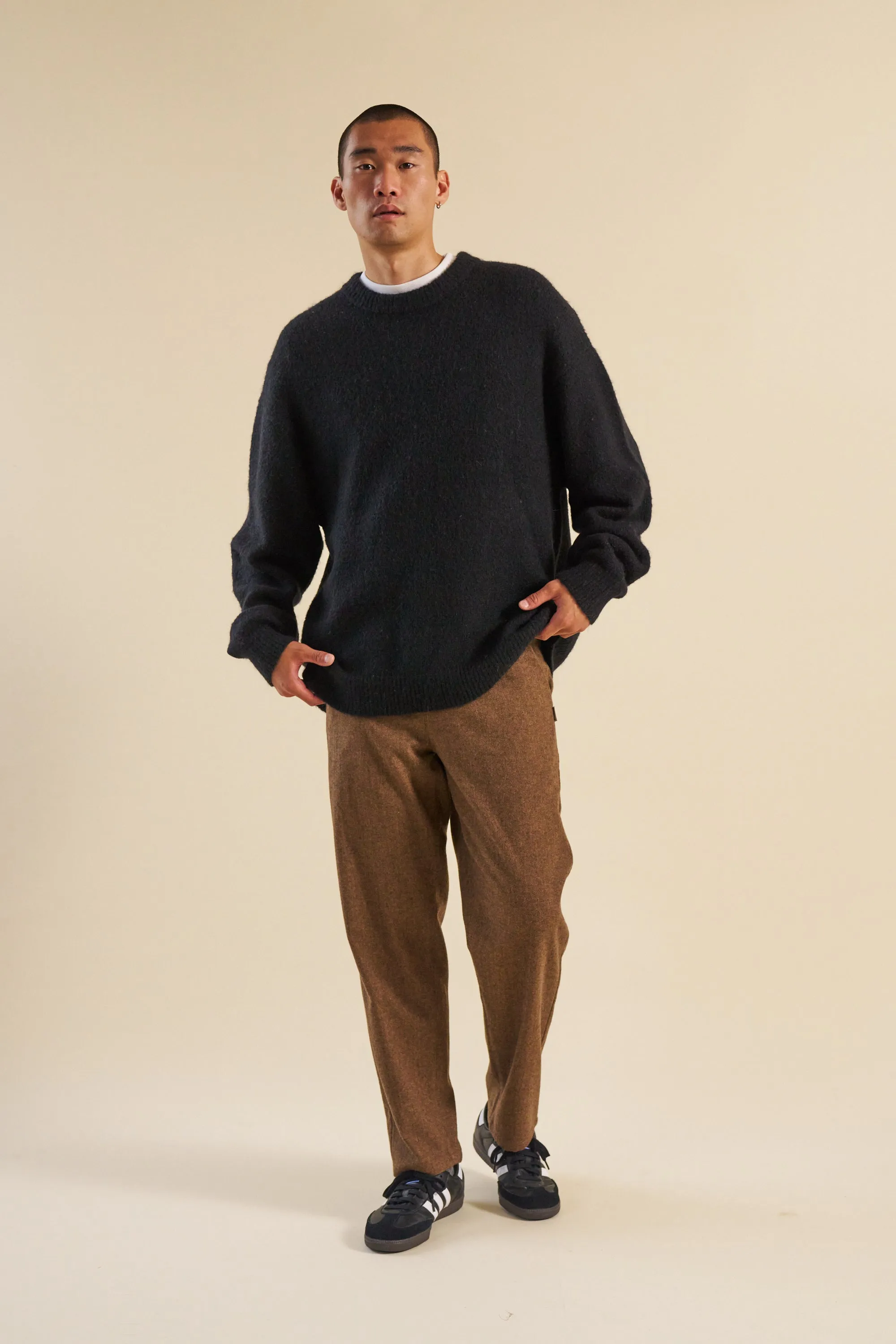 BAXTER MOHAIR BLEND SWEATER - BLACK