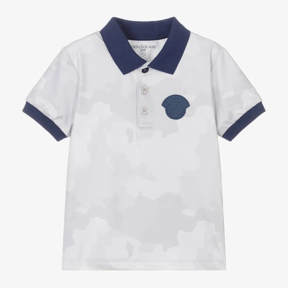Boys Grey Camouflage Polo Shirt