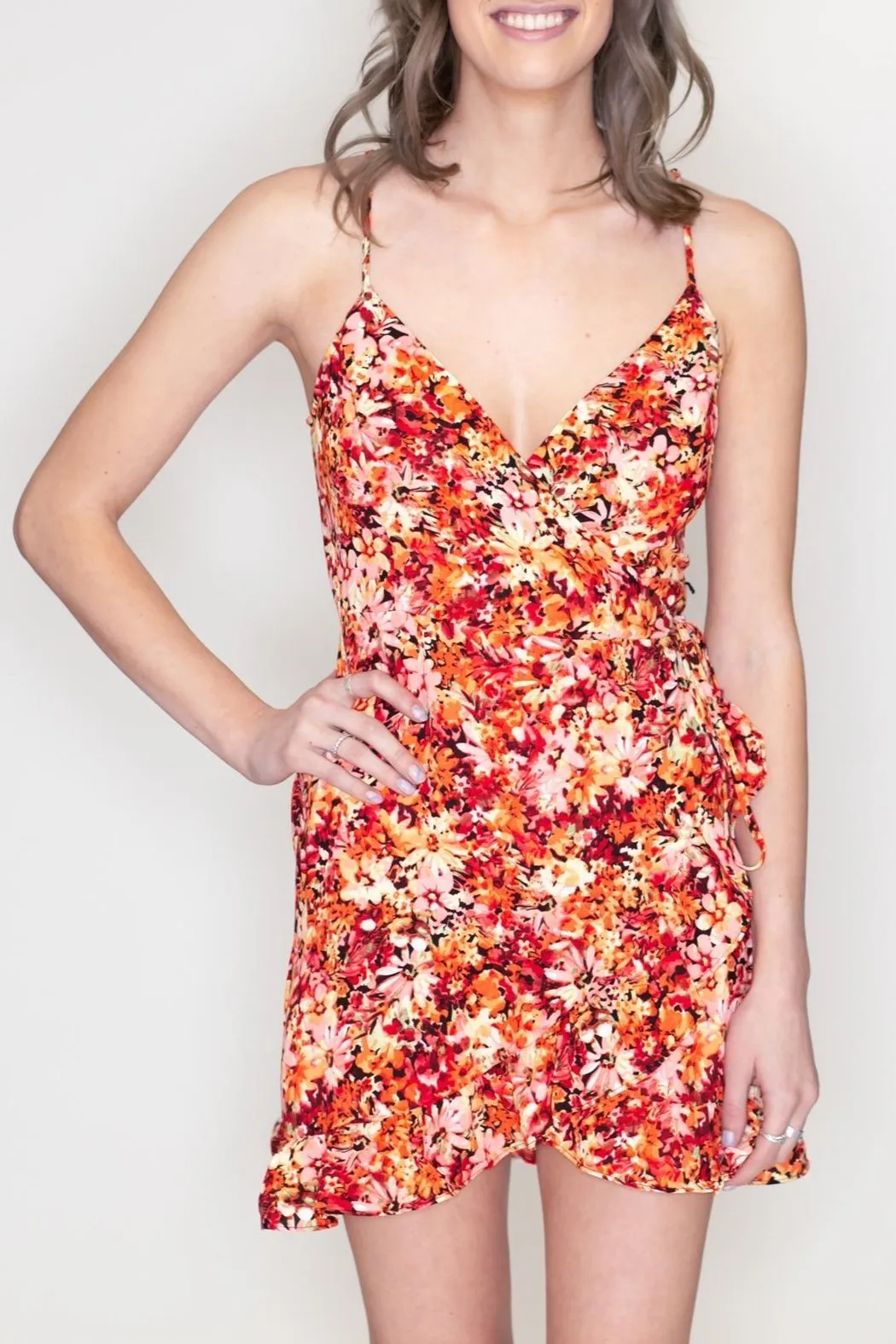 Floral Surplice Dress